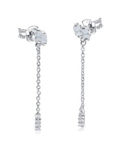 Rectangle CZ Stone With Chain Drop Earring Stud STS-5553